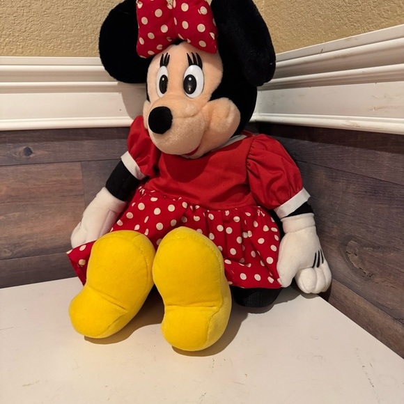 Rare Vintage Disney Parks Retro Minnie Mouse Plush Backpack Purse and Coin Purse - Picture 2 of 9